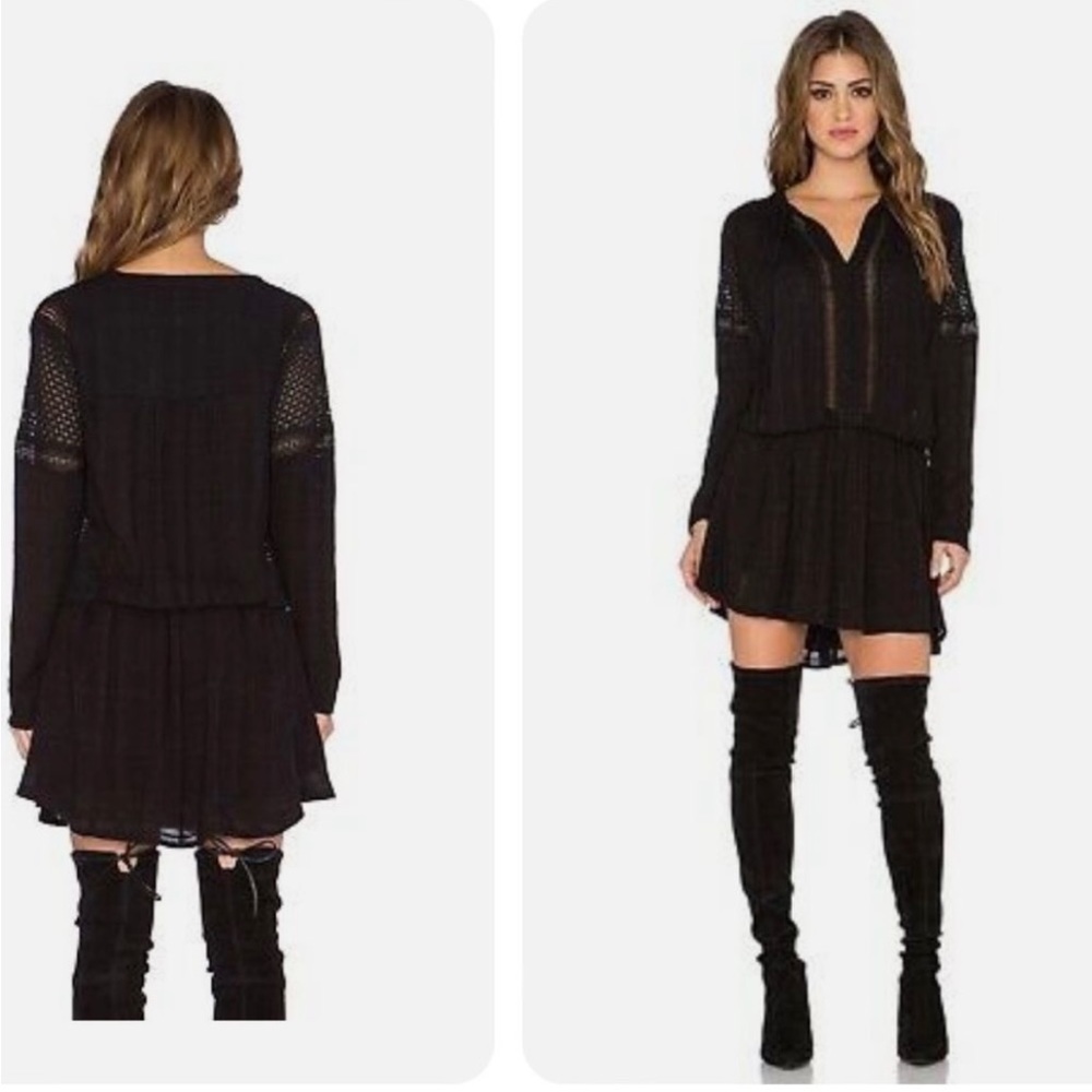 NWT Free People Nomad Black Peasant Dress